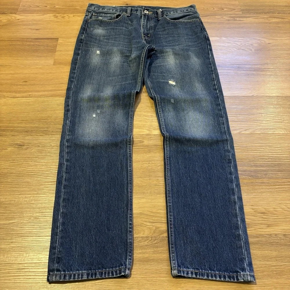 Levis 511‎ Jeans Men's 34x32 Slim Fit Medium Wash Crazy Fade Distresssing Casual